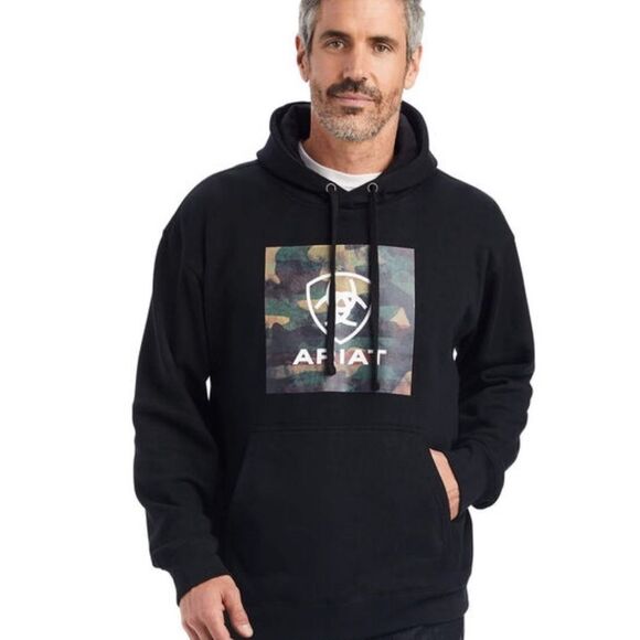 Ariat black camo block logo hoodie size XL NWT - Picture 2 of 7